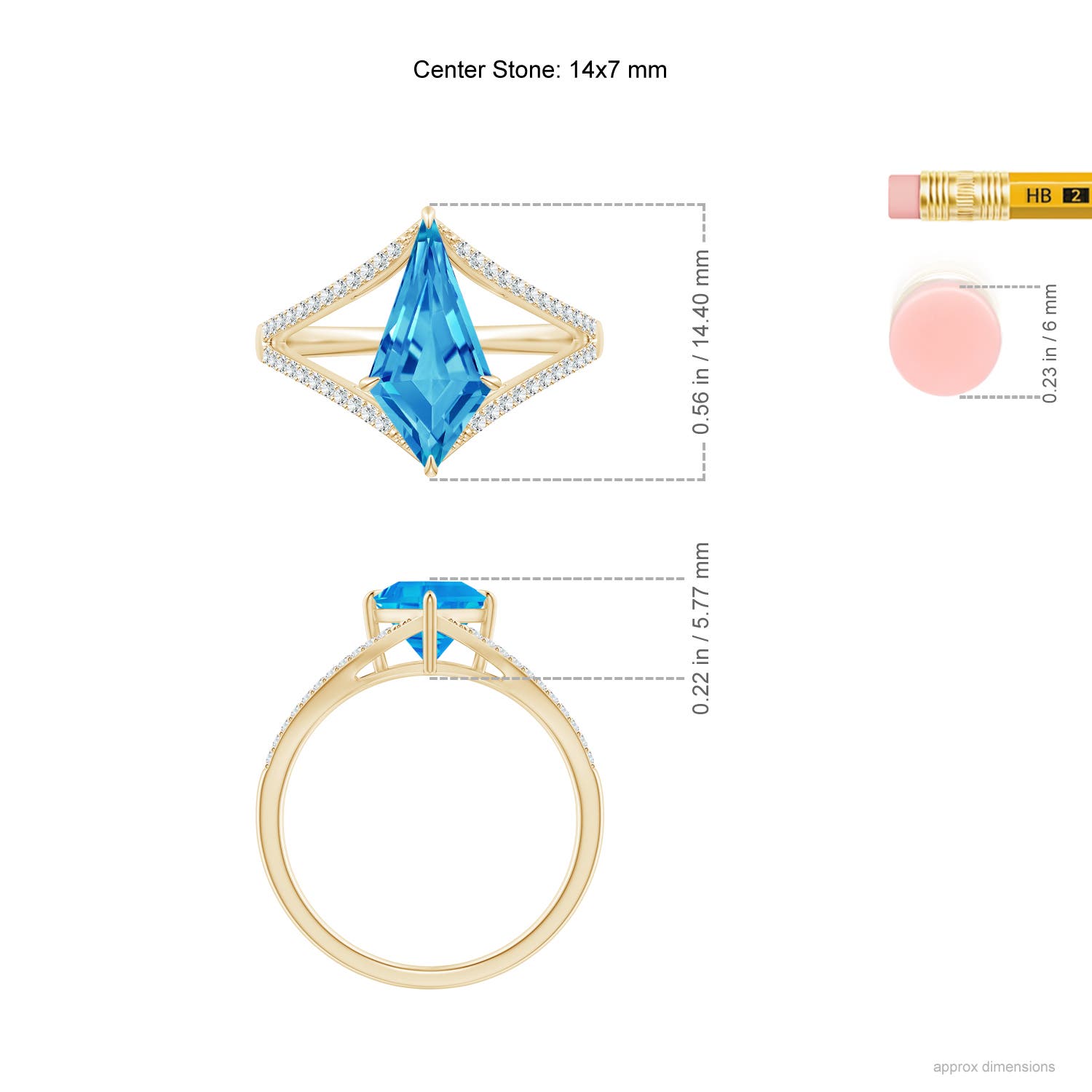 AAAA - Swiss Blue Topaz / 4.43 CT / 14 KT Yellow Gold