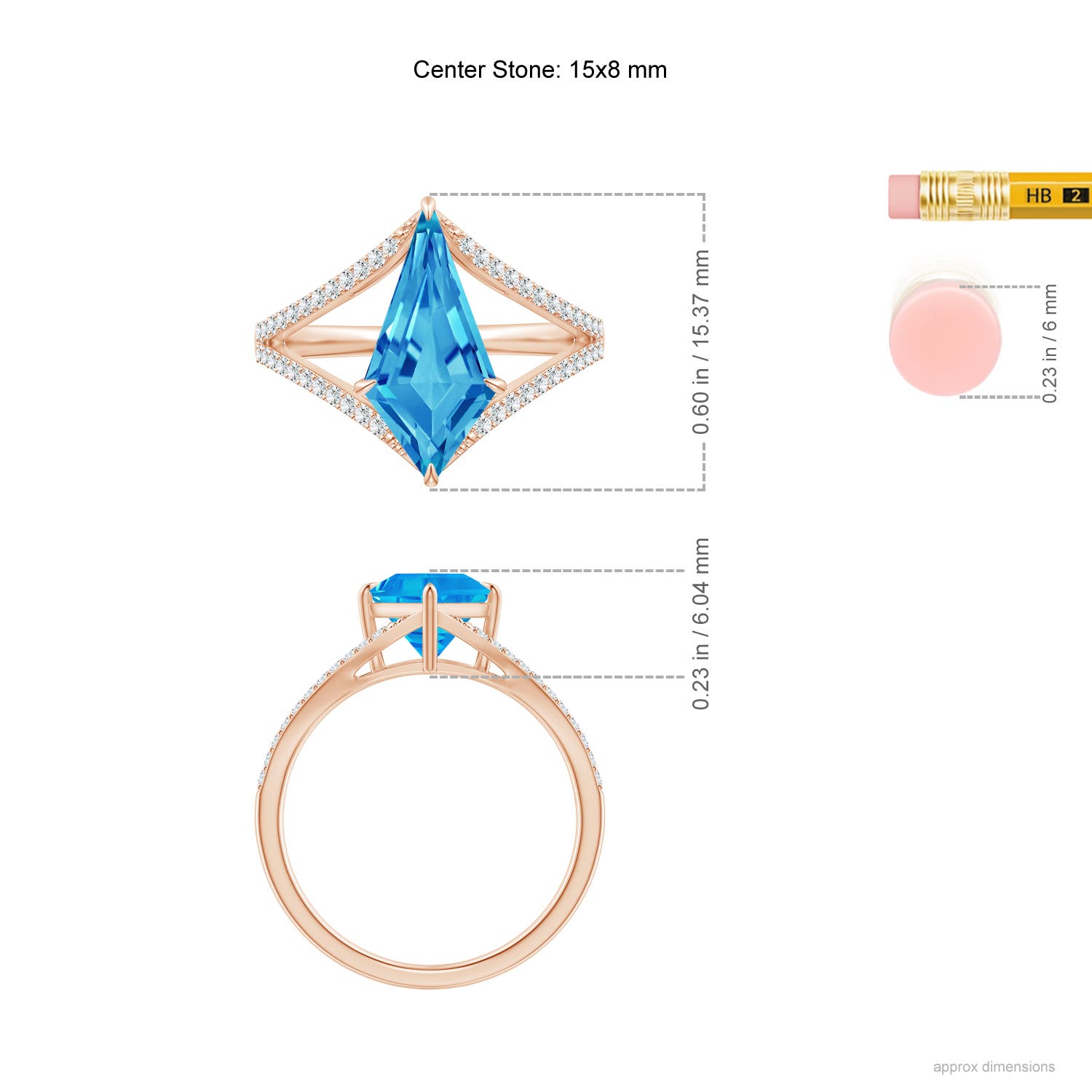 AAAA - Swiss Blue Topaz / 5.67 CT / 14 KT Rose Gold