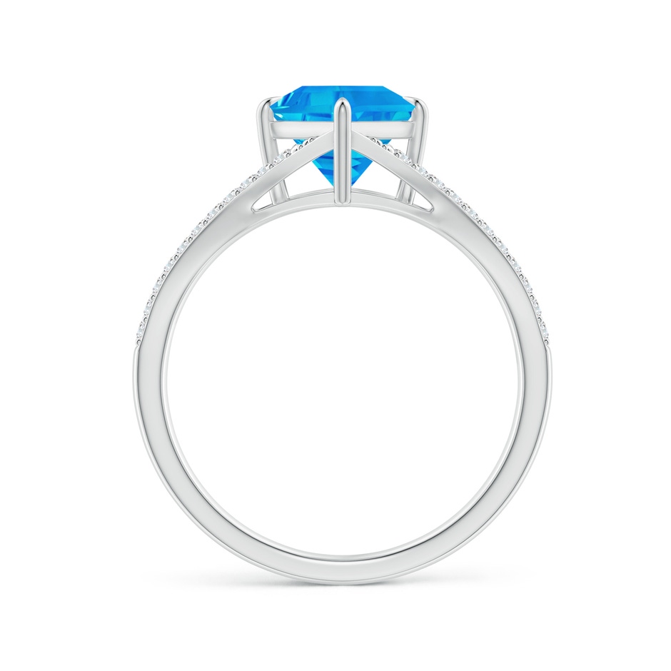 15x8mm AAAA Kite-Shaped Step-Cut Swiss Blue Topaz Halo Split Shank Ring in White Gold side 1