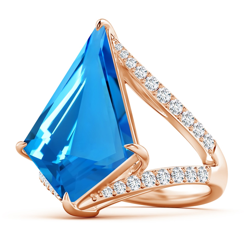 22.19x13.94x7.07mm AAAA GIA Certified Kite-Shaped Step-Cut Swiss Blue Topaz Halo Split Shank Ring in 18K Rose Gold side 199