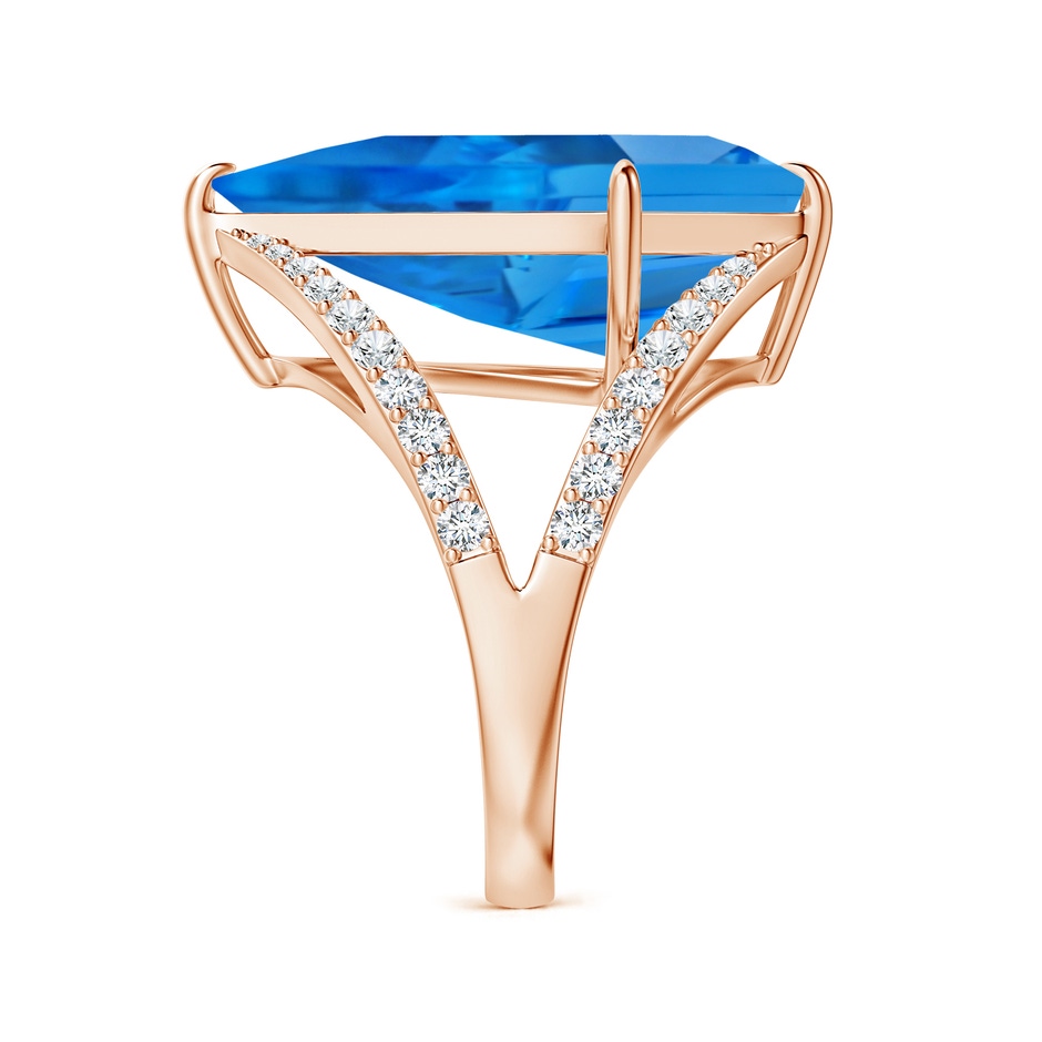 22.19x13.94x7.07mm AAAA GIA Certified Kite-Shaped Step-Cut Swiss Blue Topaz Halo Split Shank Ring in 18K Rose Gold side 499
