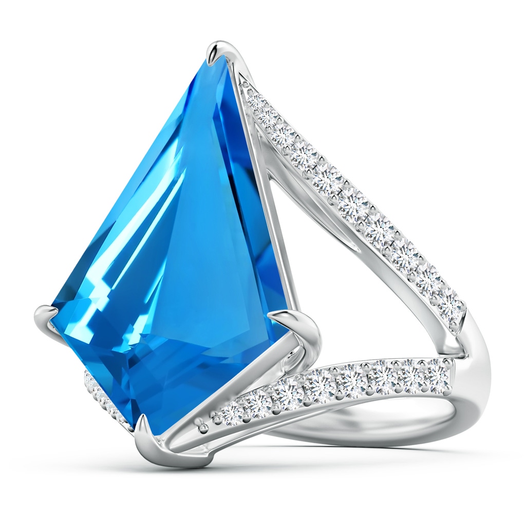 22.19x13.94x7.07mm AAAA GIA Certified Kite-Shaped Step-Cut Swiss Blue Topaz Halo Split Shank Ring in White Gold - side 199