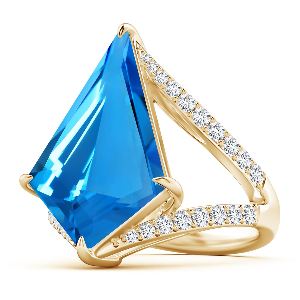 22.19x13.94x7.07mm AAAA GIA Certified Kite-Shaped Step-Cut Swiss Blue Topaz Halo Split Shank Ring in Yellow Gold - side 199