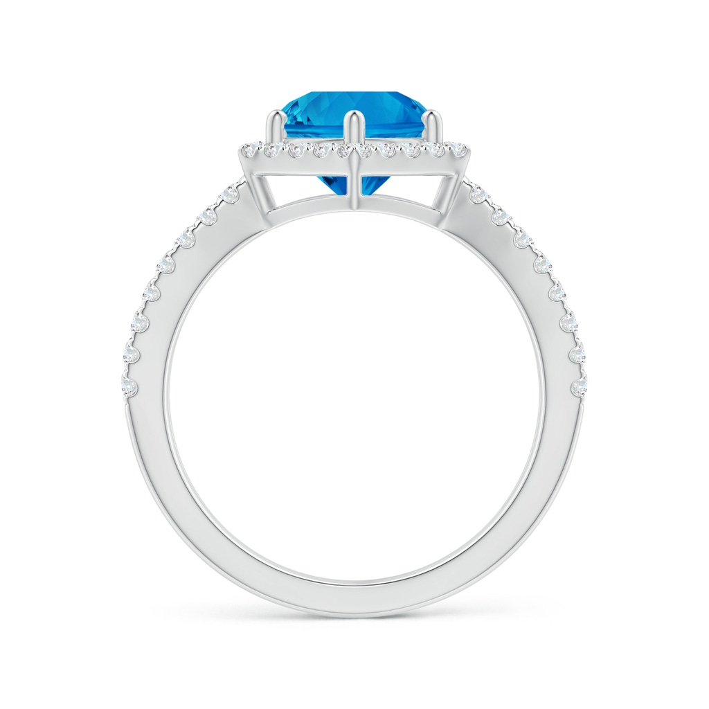 8mm AAAA Round Swiss Blue Topaz Split Shank Ring with Hexagon Halo in White Gold Side-1