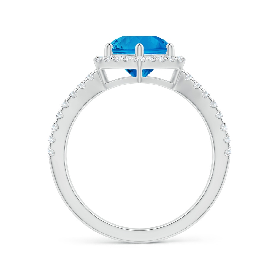 8mm AAAA Round Swiss Blue Topaz Split Shank Ring with Hexagon Halo in White Gold side-1