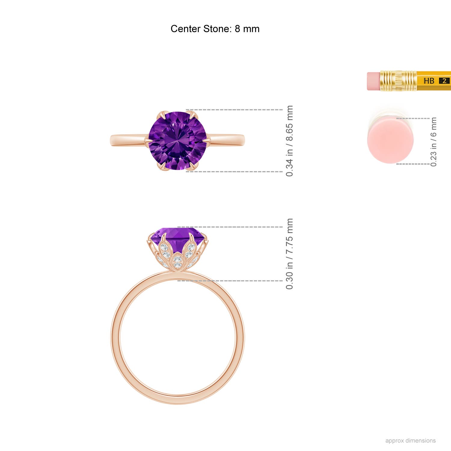 AAAA - Amethyst / 1.94 CT / 14 KT Rose Gold