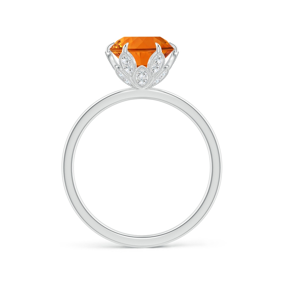8mm AAAA Vintage Style Round Citrine Solitaire Floral Ring in P950 Platinum side-1