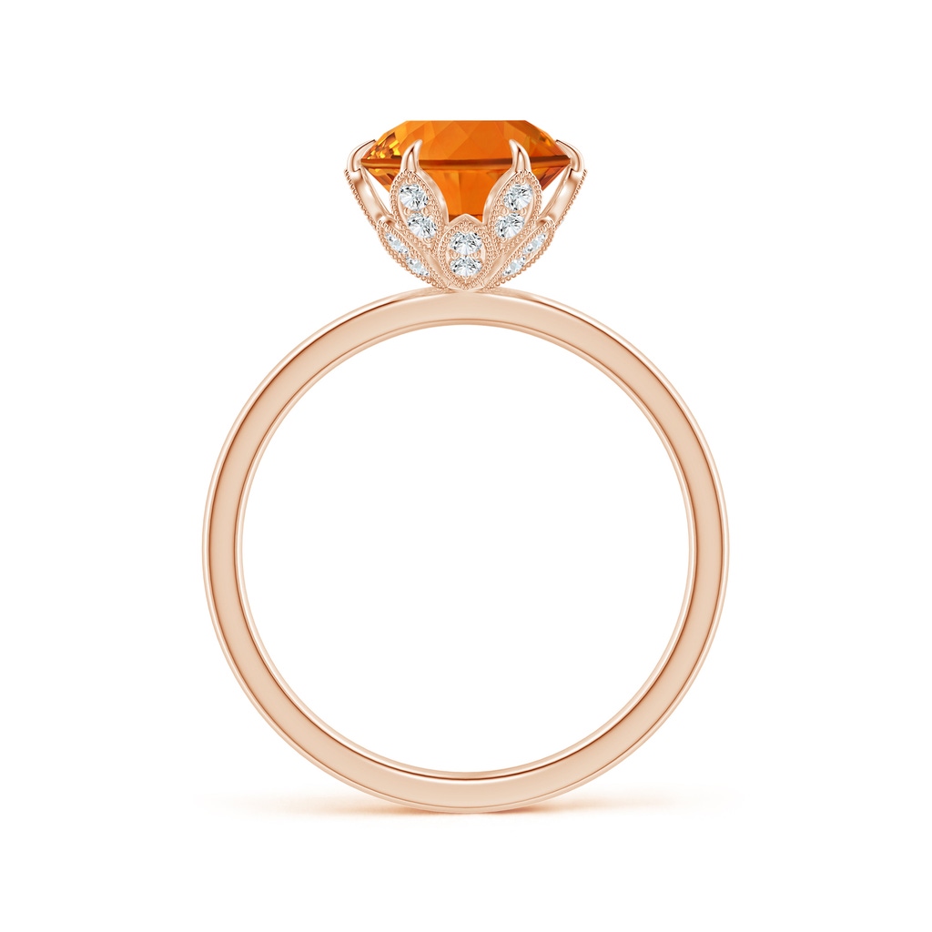 8mm AAAA Vintage Style Round Citrine Solitaire Floral Ring in Rose Gold - side_1