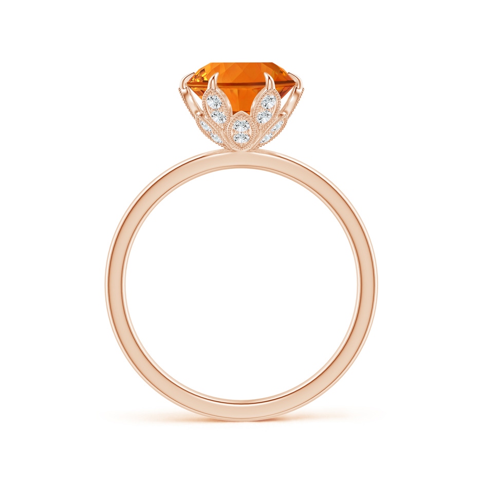 8mm AAAA Vintage Style Round Citrine Solitaire Floral Ring in Rose Gold side-1