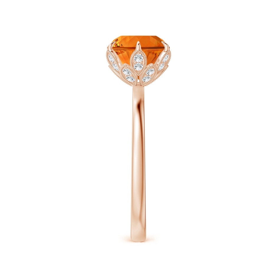 8mm AAAA Vintage Style Round Citrine Solitaire Floral Ring in Rose Gold side-2