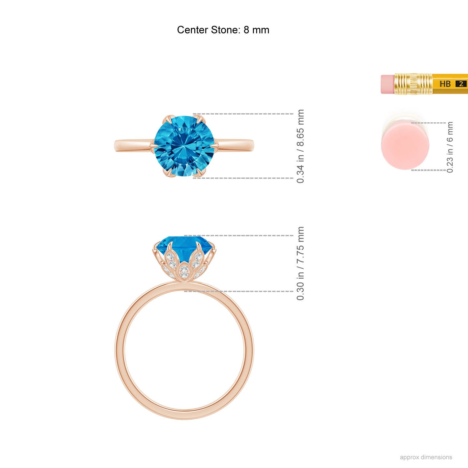 AAAA - Swiss Blue Topaz / 2.24 CT / 14 KT Rose Gold