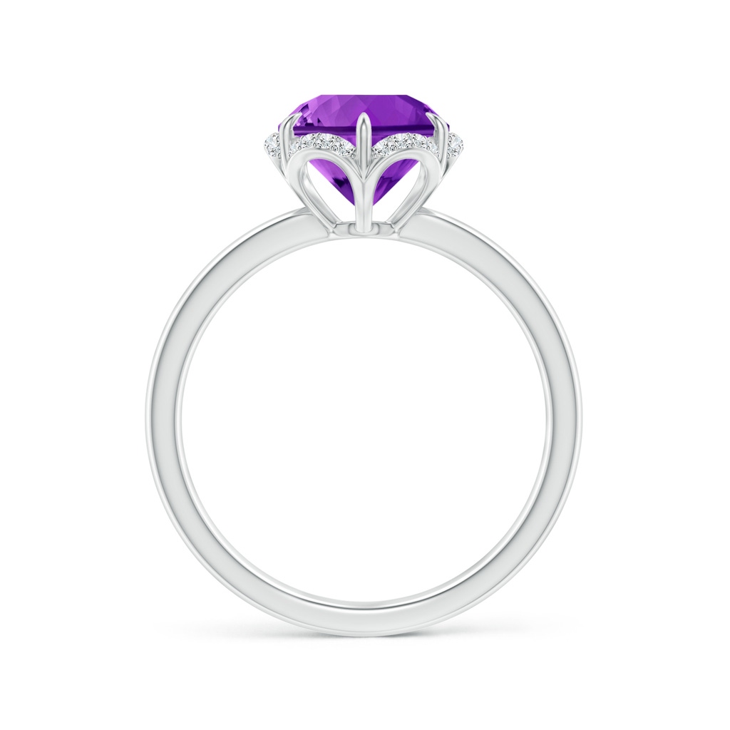 8mm AAAA Round Amethyst Engagement Ring with Floral Halo in White Gold Side-1