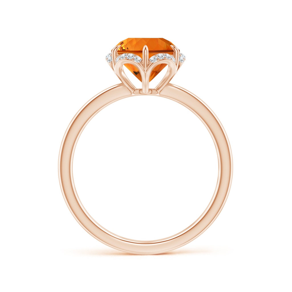 8mm AAAA Round Citrine Engagement Ring with Floral Halo in Rose Gold Side-1