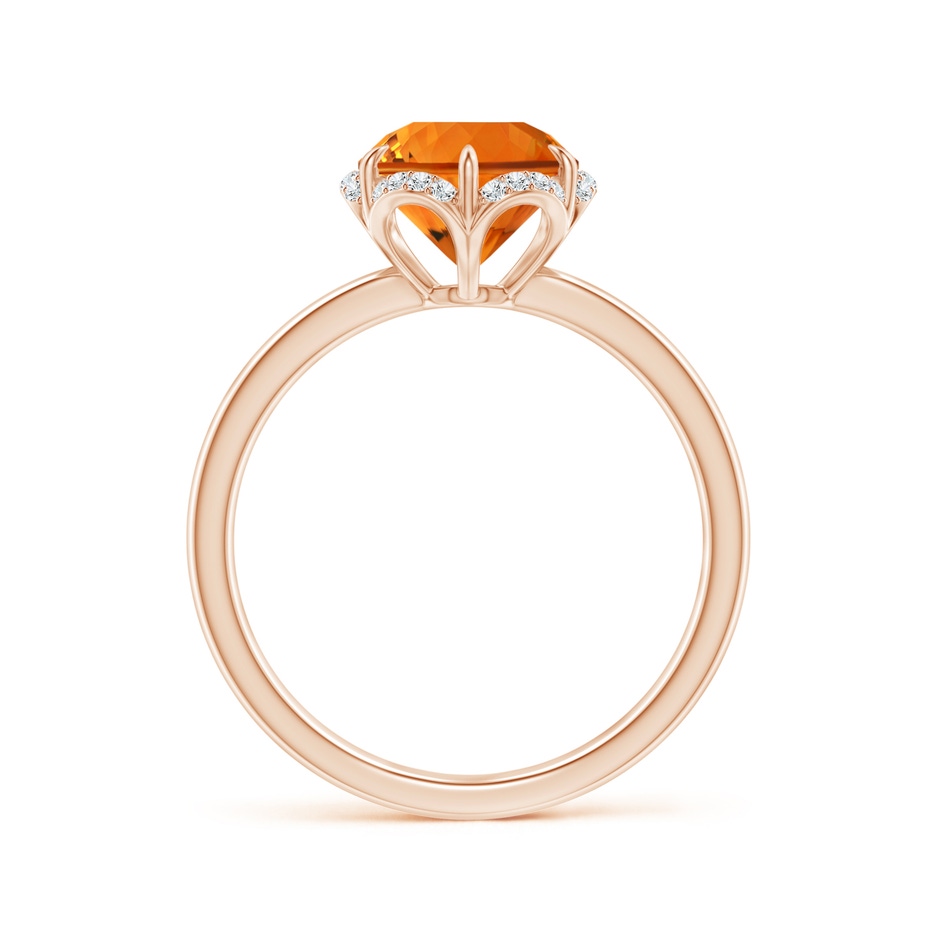 8mm AAAA Round Citrine Engagement Ring with Floral Halo in Rose Gold side-1