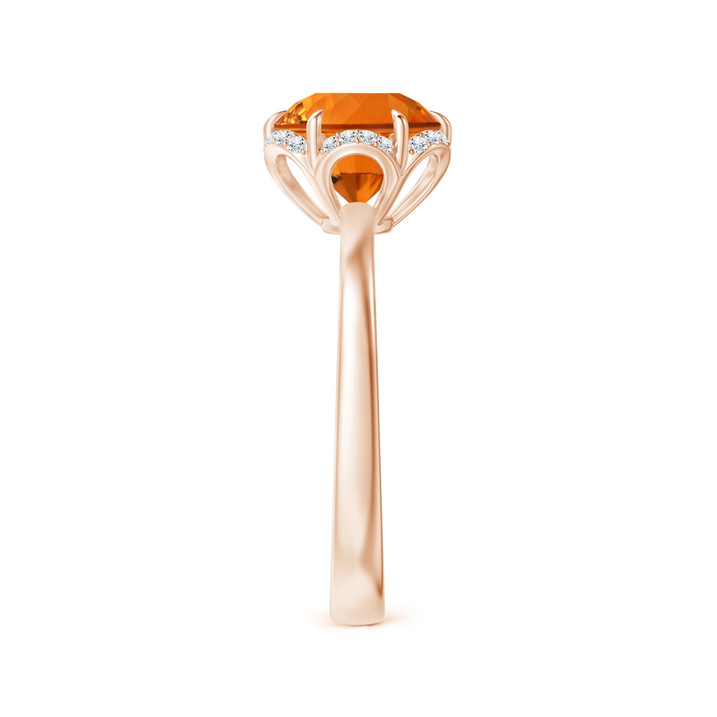 8mm AAAA Round Citrine Engagement Ring with Floral Halo in Rose Gold Side-2