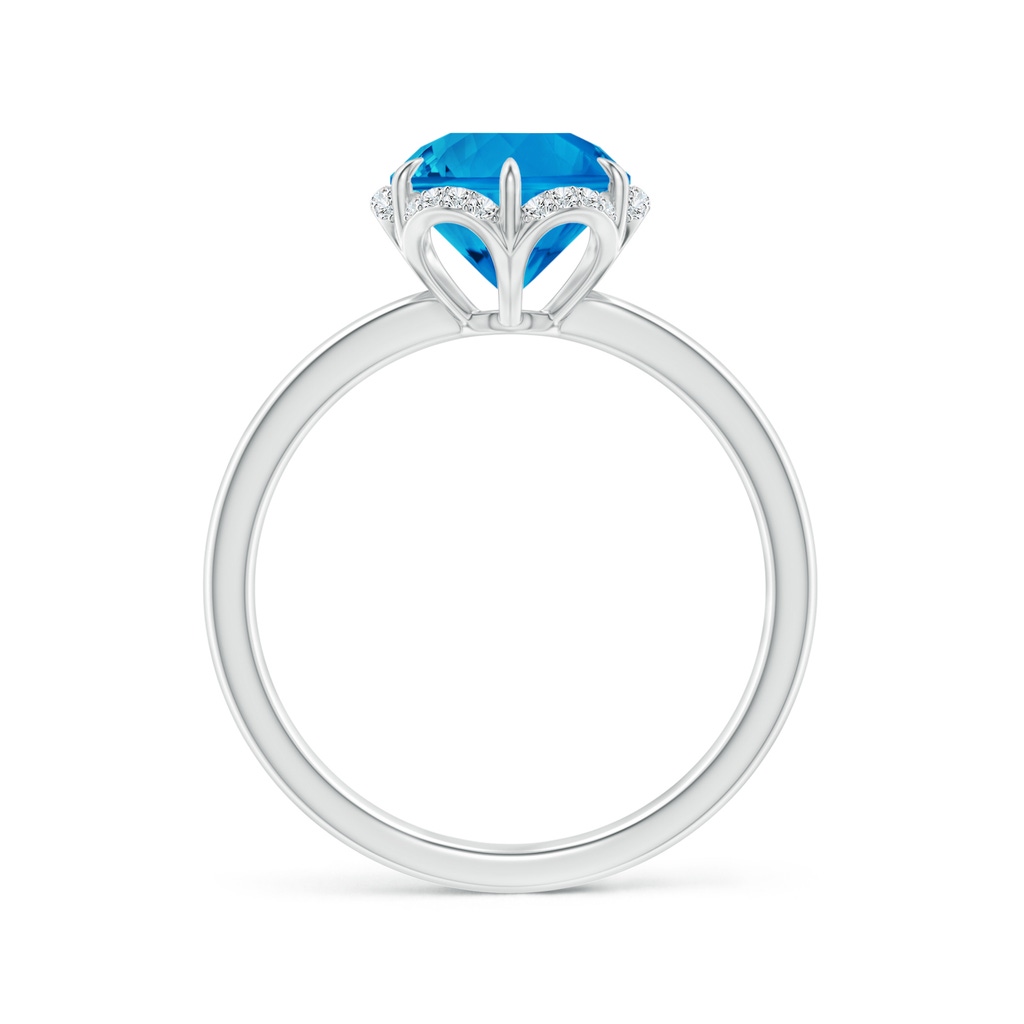 8mm AAAA Round Swiss Blue Topaz Engagement Ring with Floral Halo in White Gold Side-1