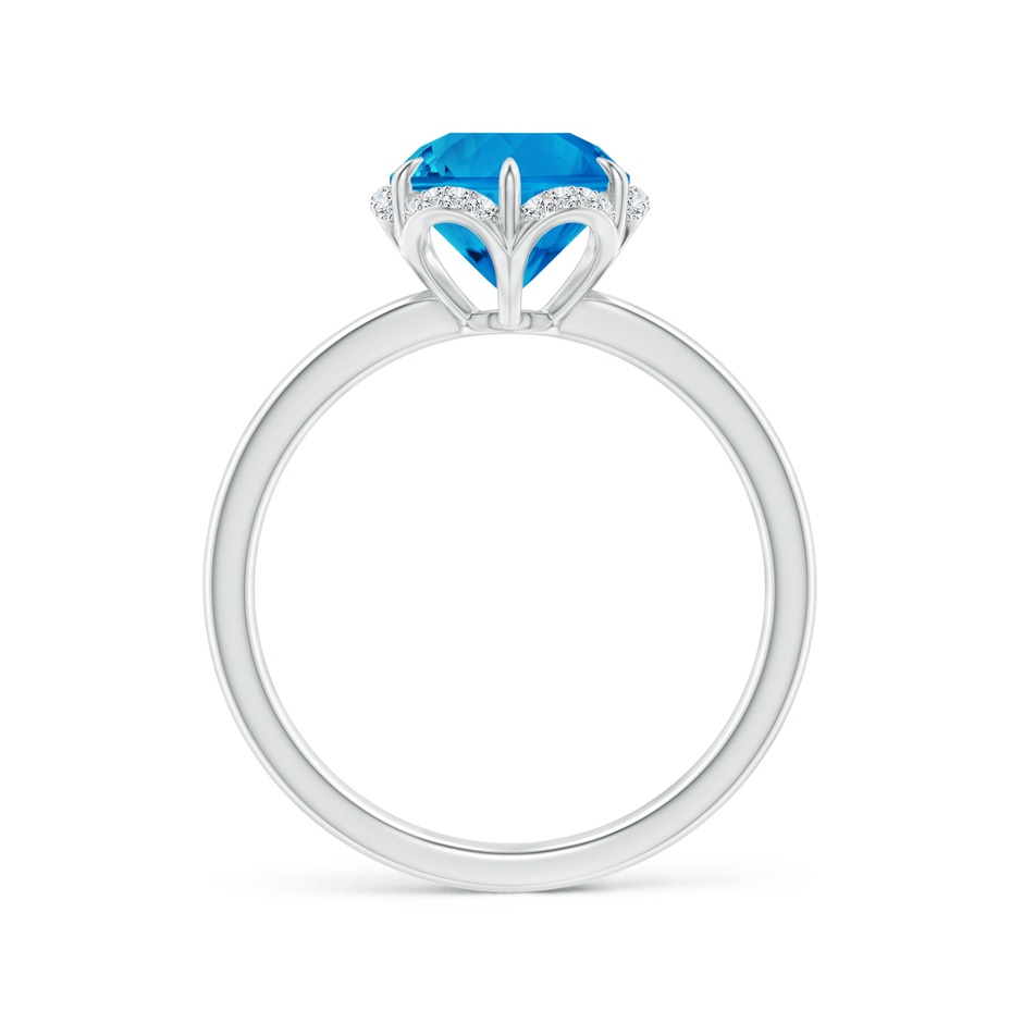 8mm AAAA Round Swiss Blue Topaz Engagement Ring with Floral Halo in White Gold side-1