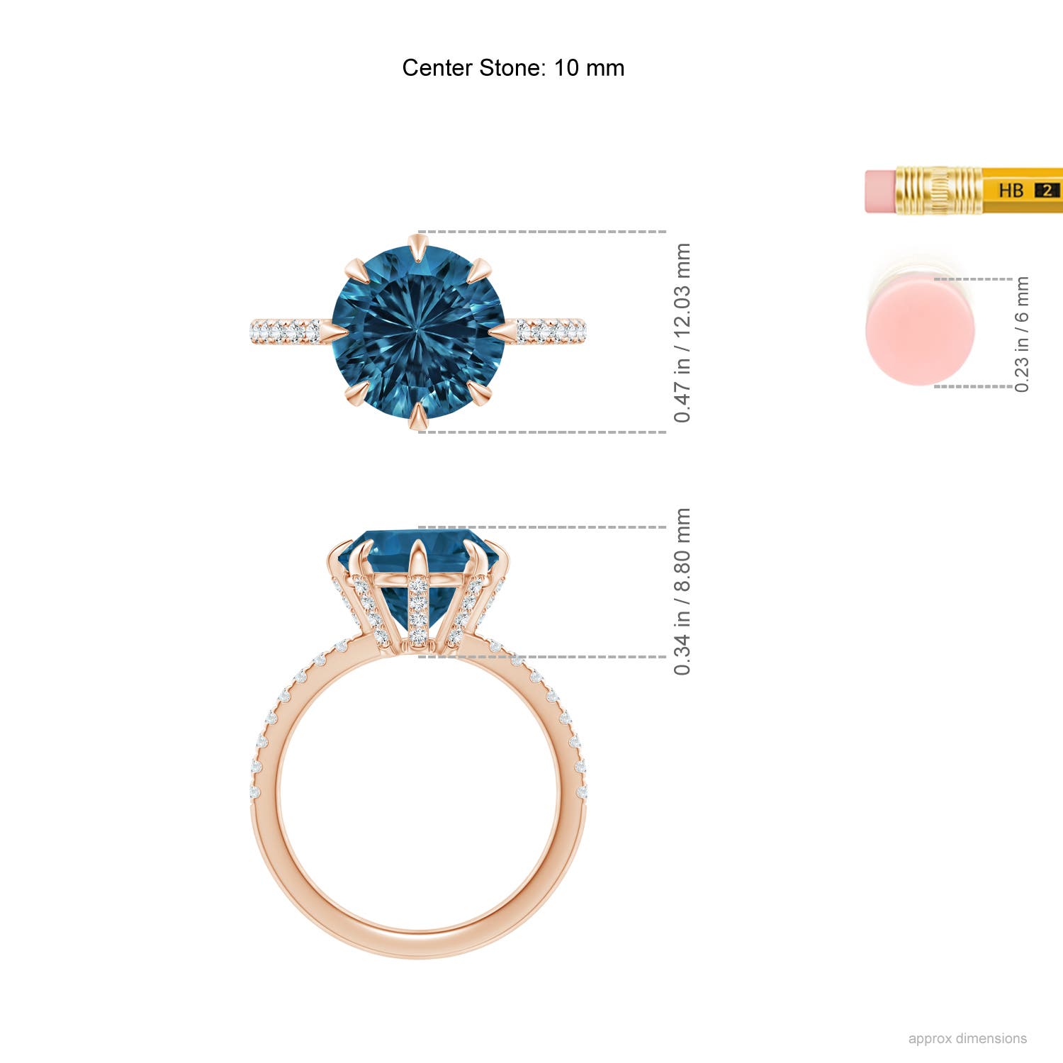 AAAA - London Blue Topaz / 4 CT / 14 KT Rose Gold