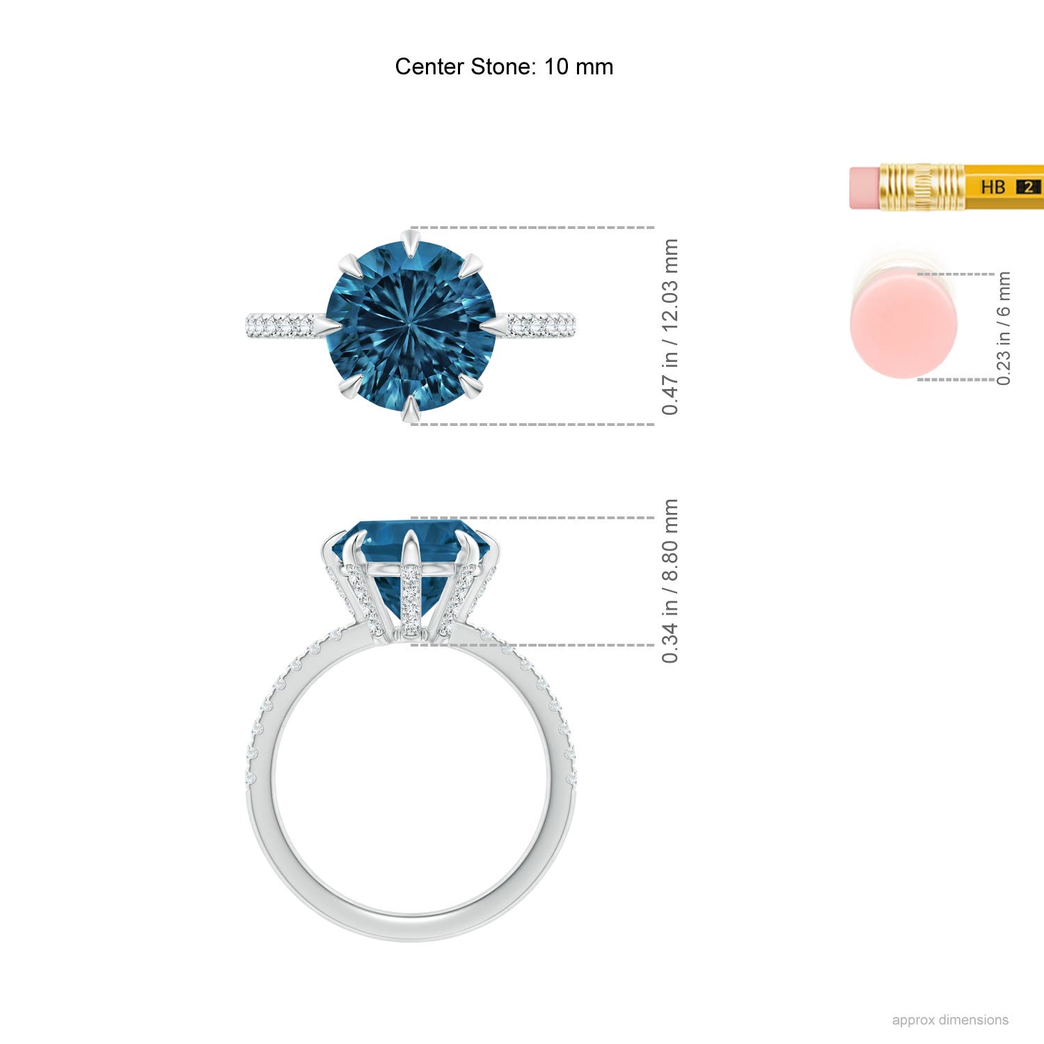 AAAA - London Blue Topaz / 4 CT / 14 KT White Gold