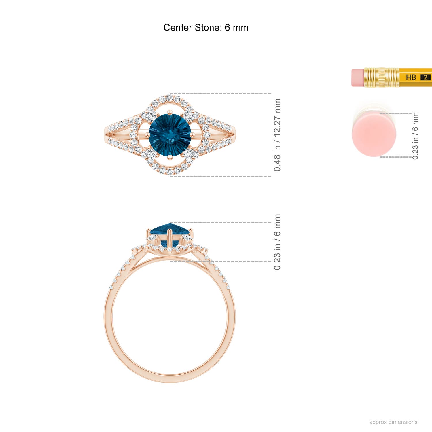 AAAA - London Blue Topaz / 1.14 CT / 14 KT Rose Gold