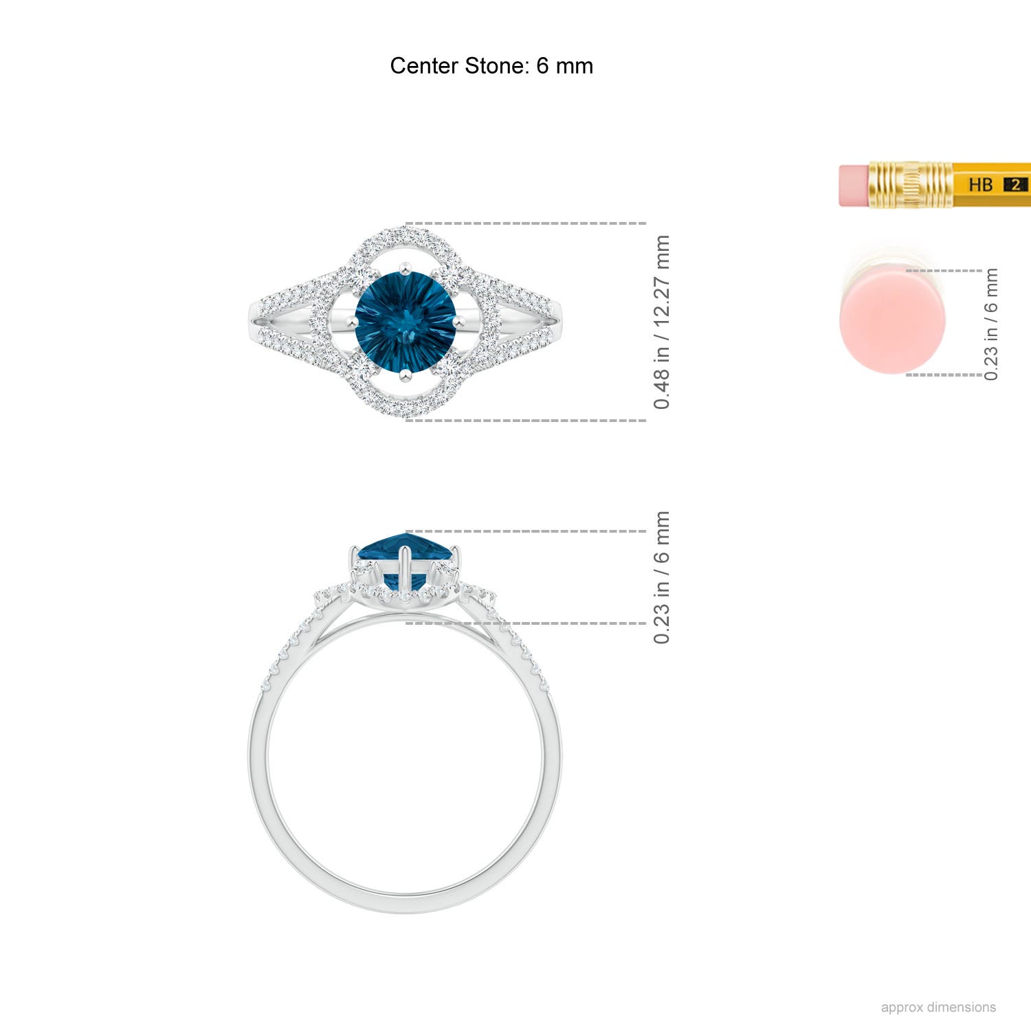 AAAA - London Blue Topaz / 1.14 CT / 14 KT White Gold