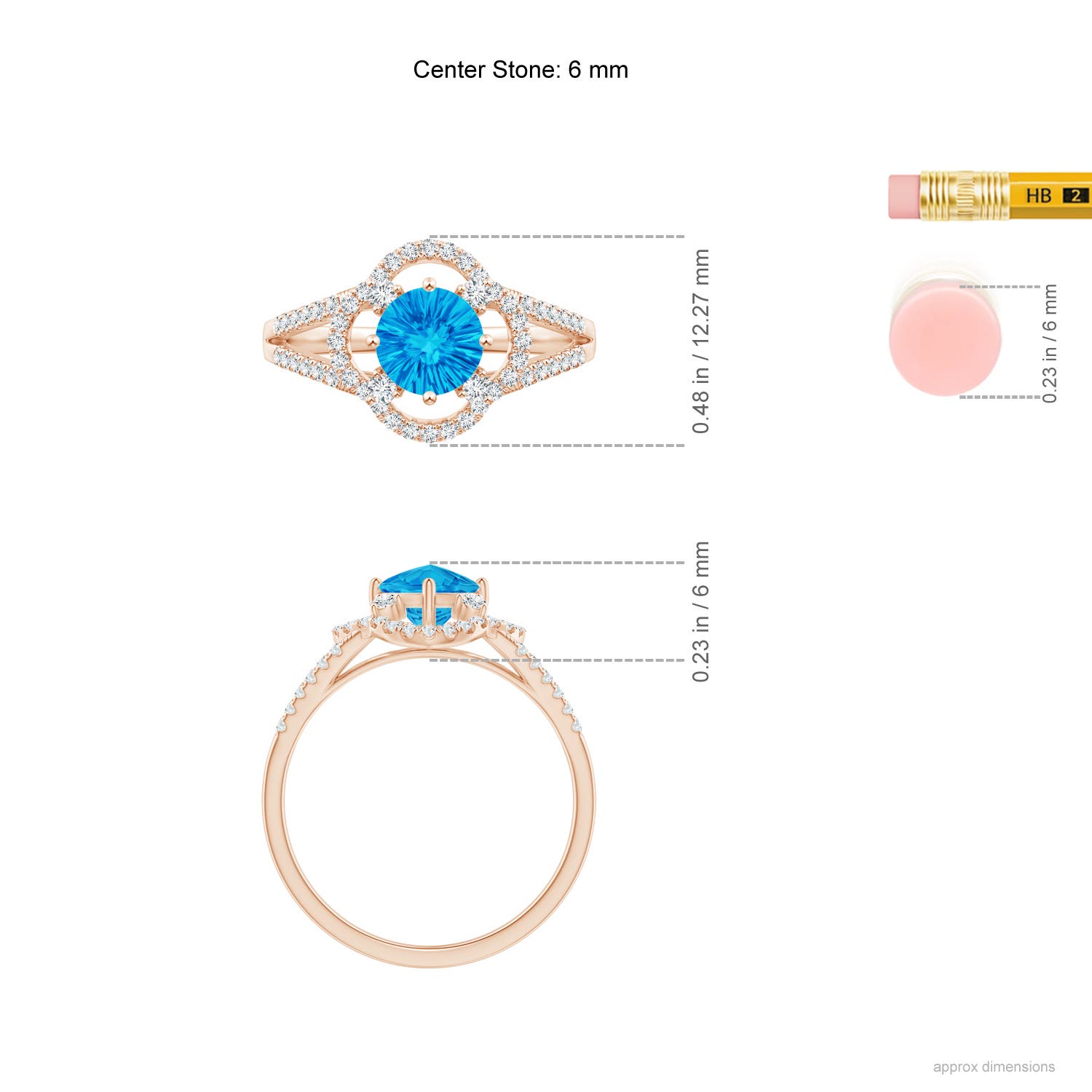 AAAA - Swiss Blue Topaz / 1.14 CT / 14 KT Rose Gold