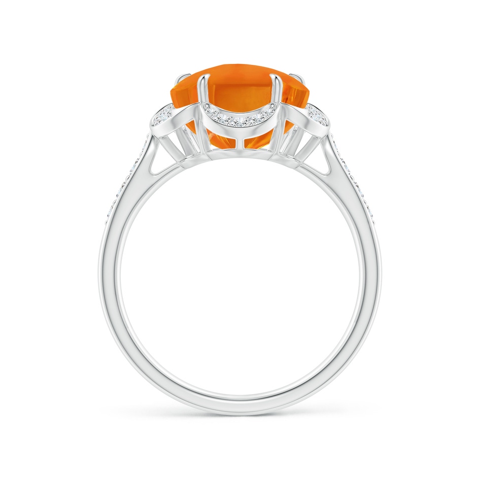 10mm AAAA Five-Petal Flower Citrine and Diamond Halo Ring in White Gold Side-1