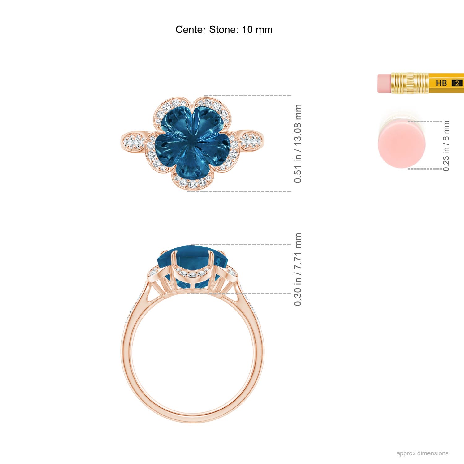 AAAA - London Blue Topaz / 5.49 CT / 14 KT Rose Gold