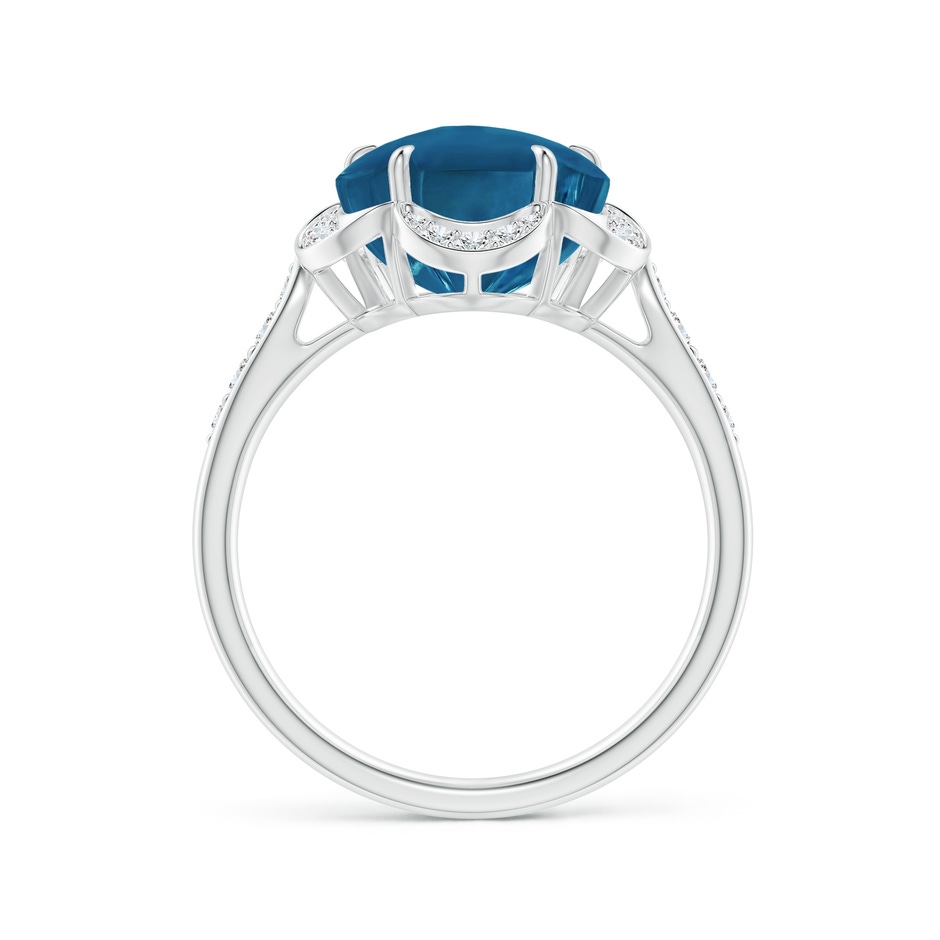 10mm AAAA Five-Petal Flower London Blue Topaz and Diamond Halo Ring in White Gold side-1