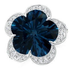 Five Petal Flower London Blue Topaz Fashion Rings