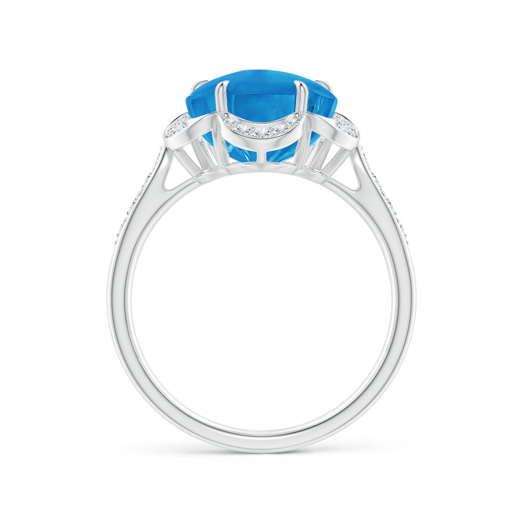 10mm AAAA Five-Petal Flower Swiss Blue Topaz and Diamond Halo Ring in White Gold Side-1