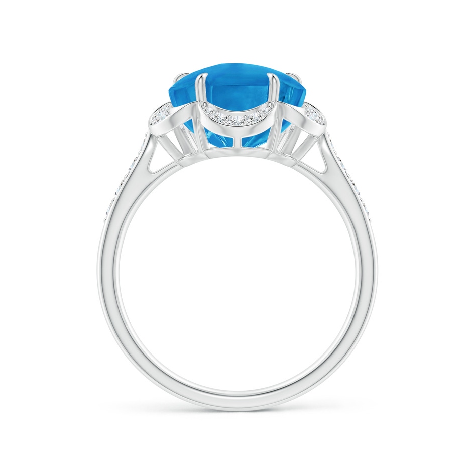 10mm AAAA Five-Petal Flower Swiss Blue Topaz and Diamond Halo Ring in White Gold side-1