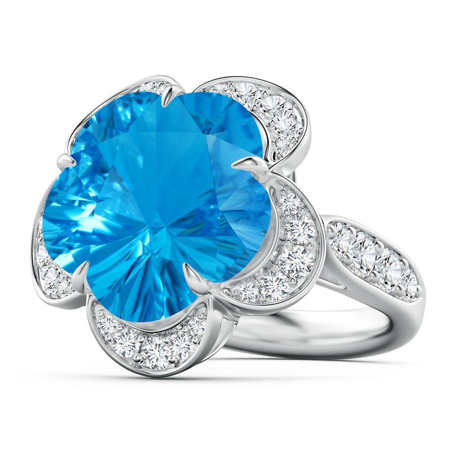 15.30x15.24x9.76mm AAAA GIA Certified Five-Petal Flower Swiss Blue Topaz and Diamond Halo Ring in P950 Platinum side 199