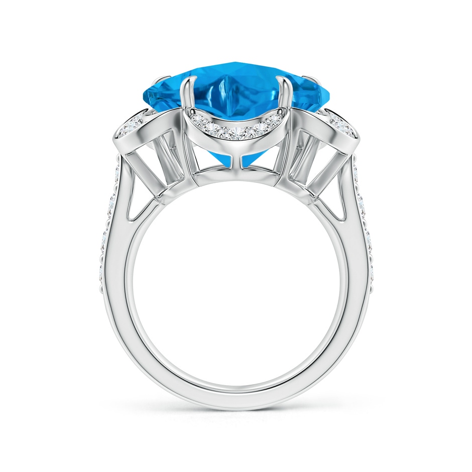 15.30x15.24x9.76mm AAAA GIA Certified Five-Petal Flower Swiss Blue Topaz and Diamond Halo Ring in P950 Platinum side 399