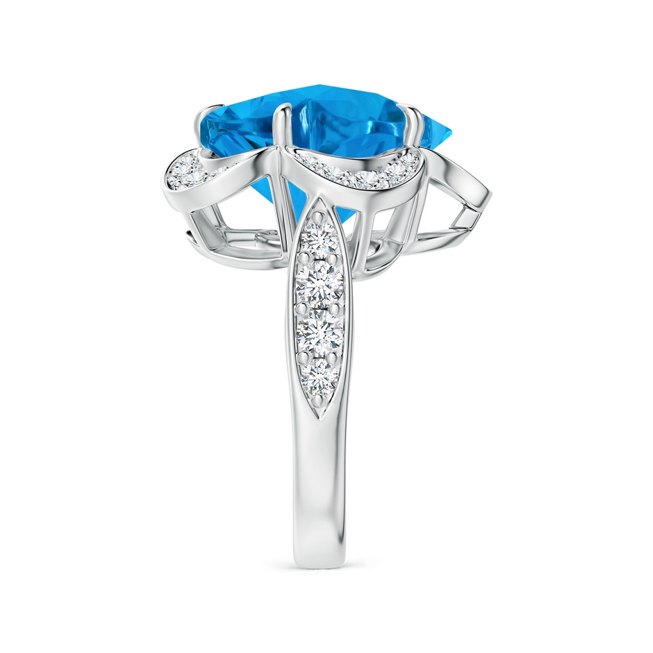 15.30x15.24x9.76mm AAAA GIA Certified Five-Petal Flower Swiss Blue Topaz and Diamond Halo Ring in P950 Platinum side 499