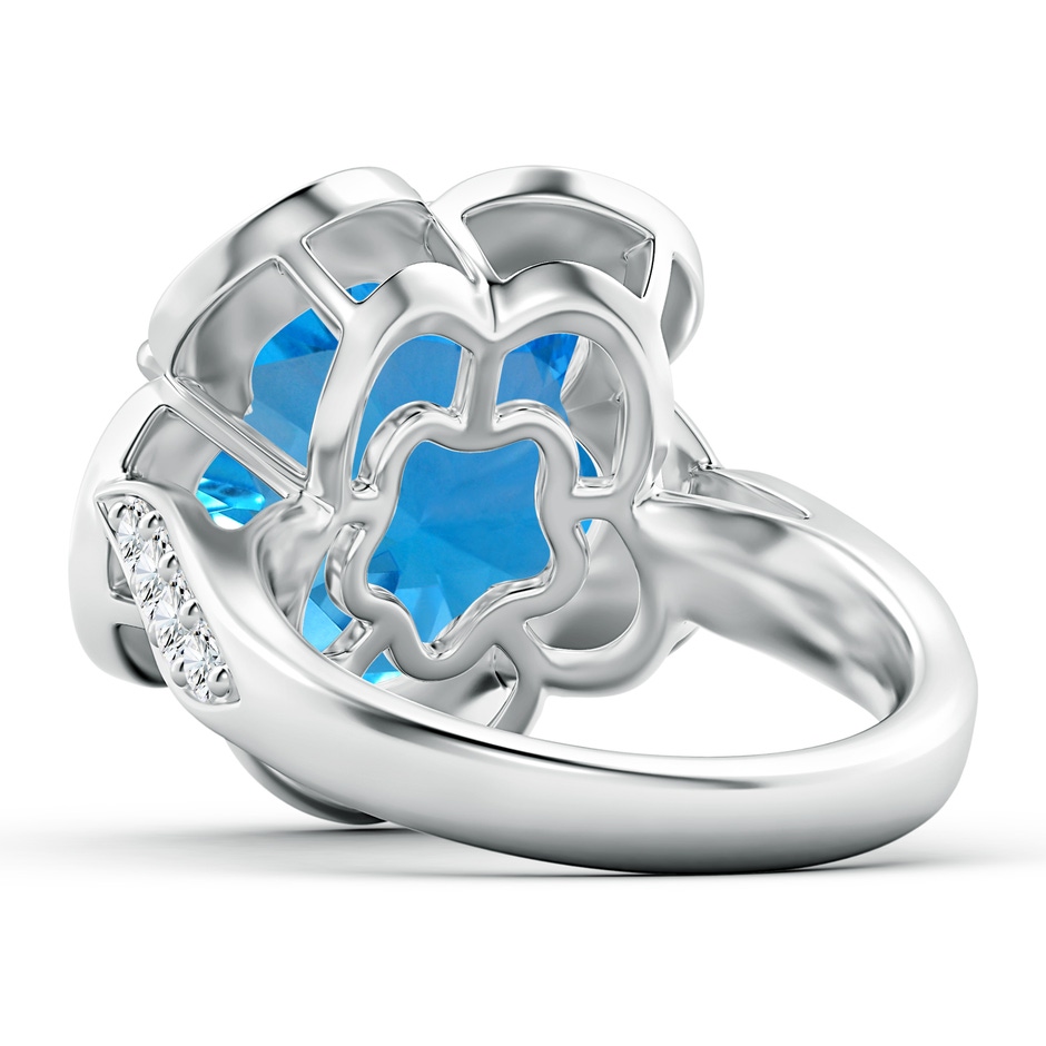 15.30x15.24x9.76mm AAAA GIA Certified Five-Petal Flower Swiss Blue Topaz and Diamond Halo Ring in P950 Platinum side 599