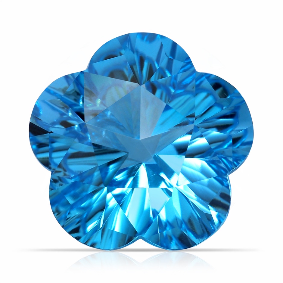 15.30x15.24x9.76mm AAAA GIA Certified Five-Petal Flower Swiss Blue Topaz and Diamond Halo Ring in P950 Platinum side 899