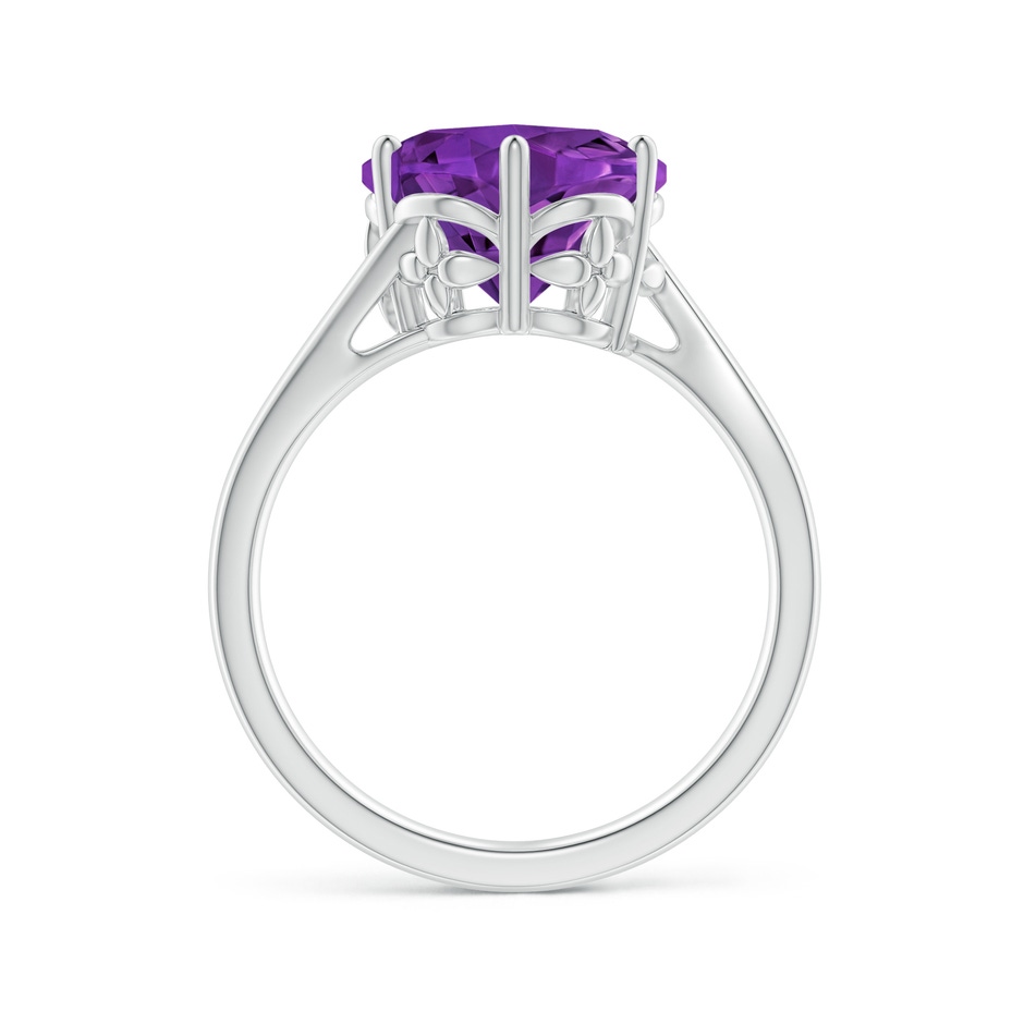 10mm AAAA Solitaire Five-Petal Flower Amethyst Bypass Ring in P950 Platinum side-1