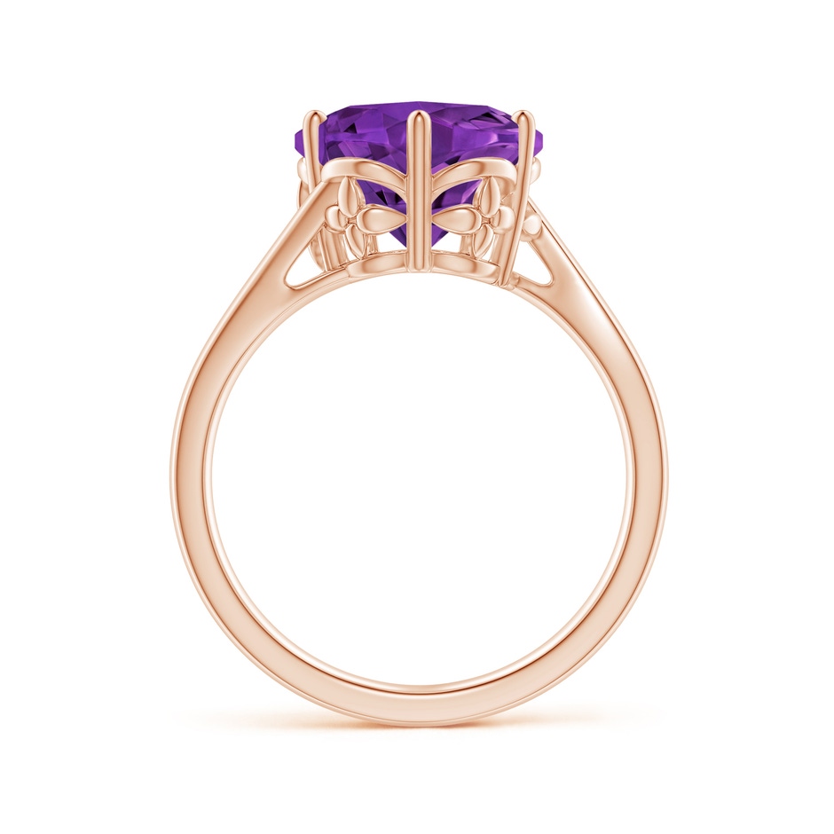 10mm AAAA Solitaire Five-Petal Flower Amethyst Bypass Ring in Rose Gold side-1