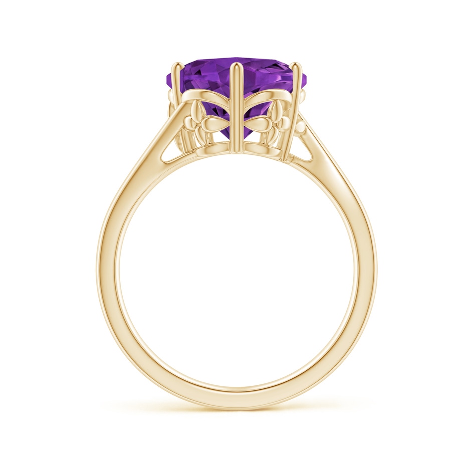 10mm AAAA Solitaire Five-Petal Flower Amethyst Bypass Ring in Yellow Gold side-1