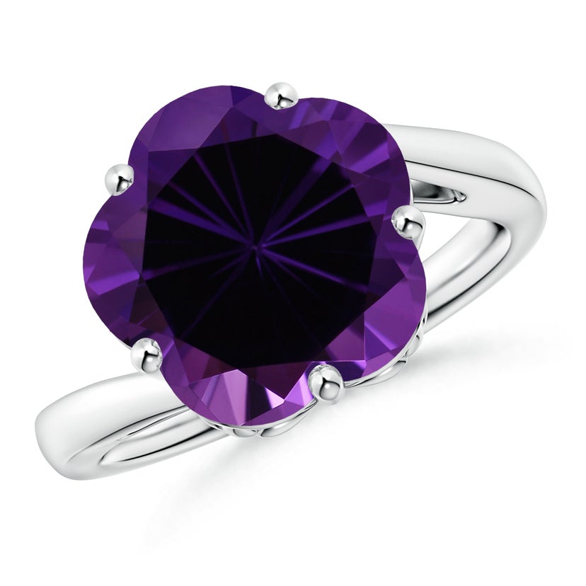 Classic GIA Certified Five-Petal Amethyst Flower Ring