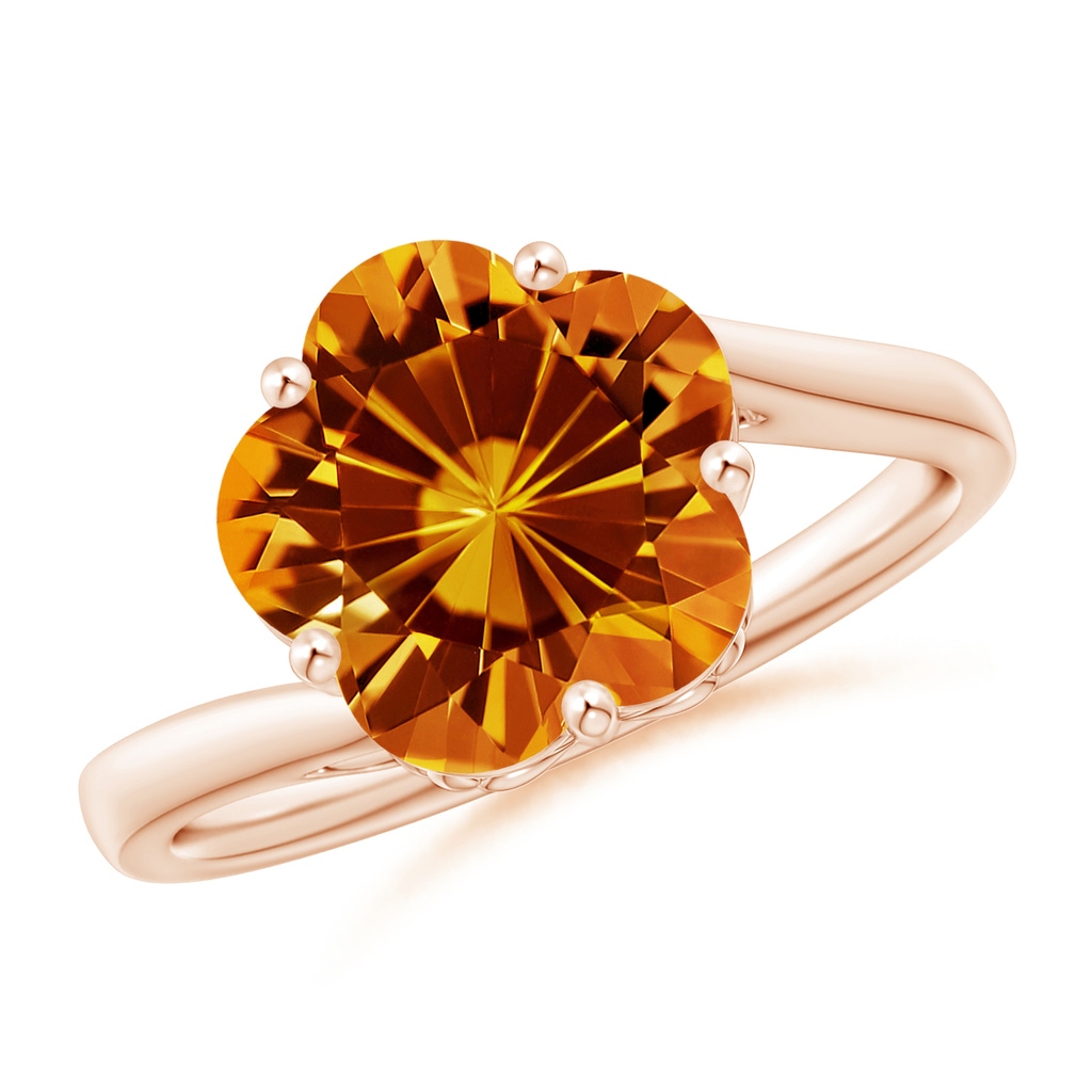 10mm AAAA Solitaire Five-Petal Flower Citrine Bypass Ring in Rose Gold