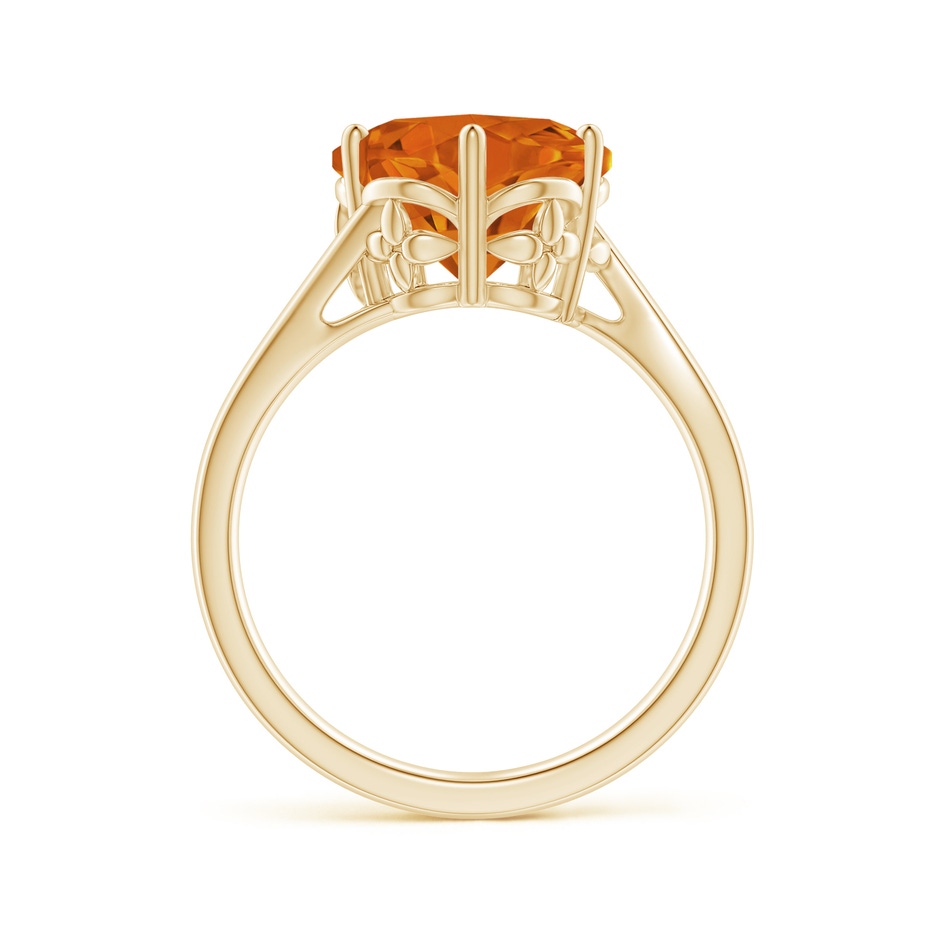 10mm AAAA Solitaire Five-Petal Flower Citrine Bypass Ring in Yellow Gold side-1