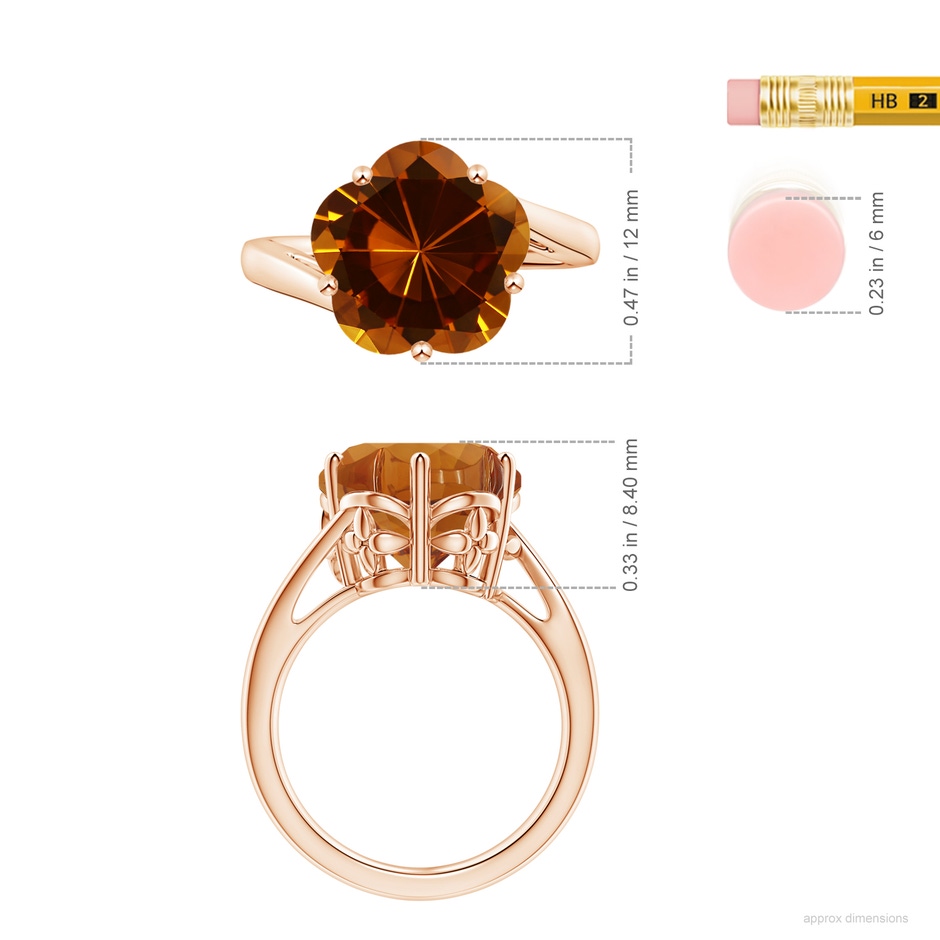 11.91x12.13x7.65mm AAAA FC_SR2813CT_H-RG-AAAA-11.91x12.13x7.65 in Rose Gold ruler