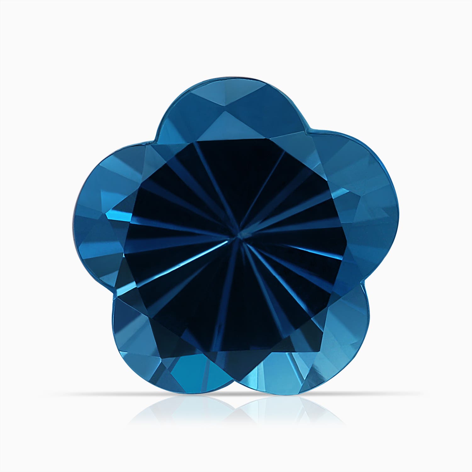 Classic GIA Certified Five-Petal London Blue Topaz Flower Ring