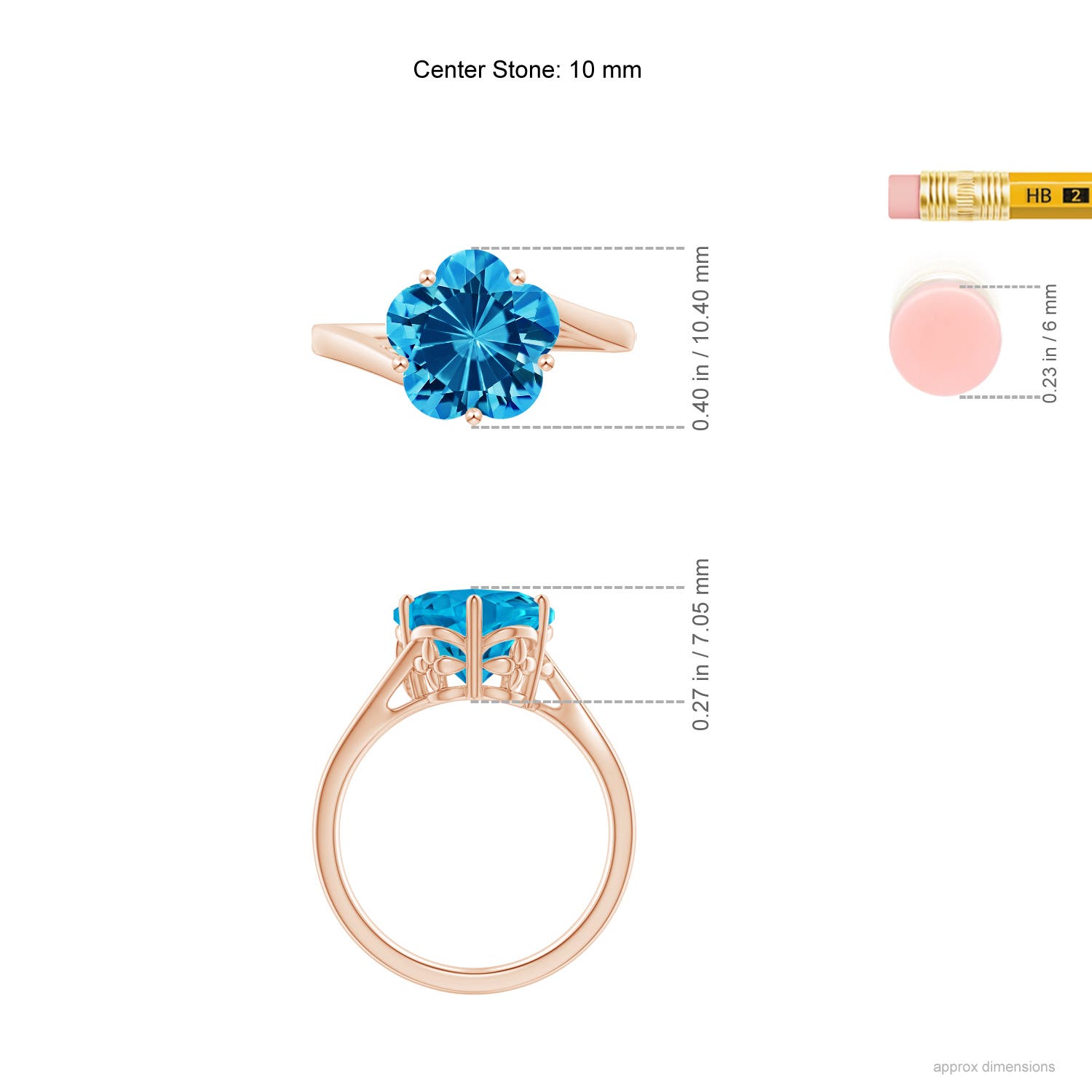 AAAA - Swiss Blue Topaz / 4.2 CT / 14 KT Rose Gold