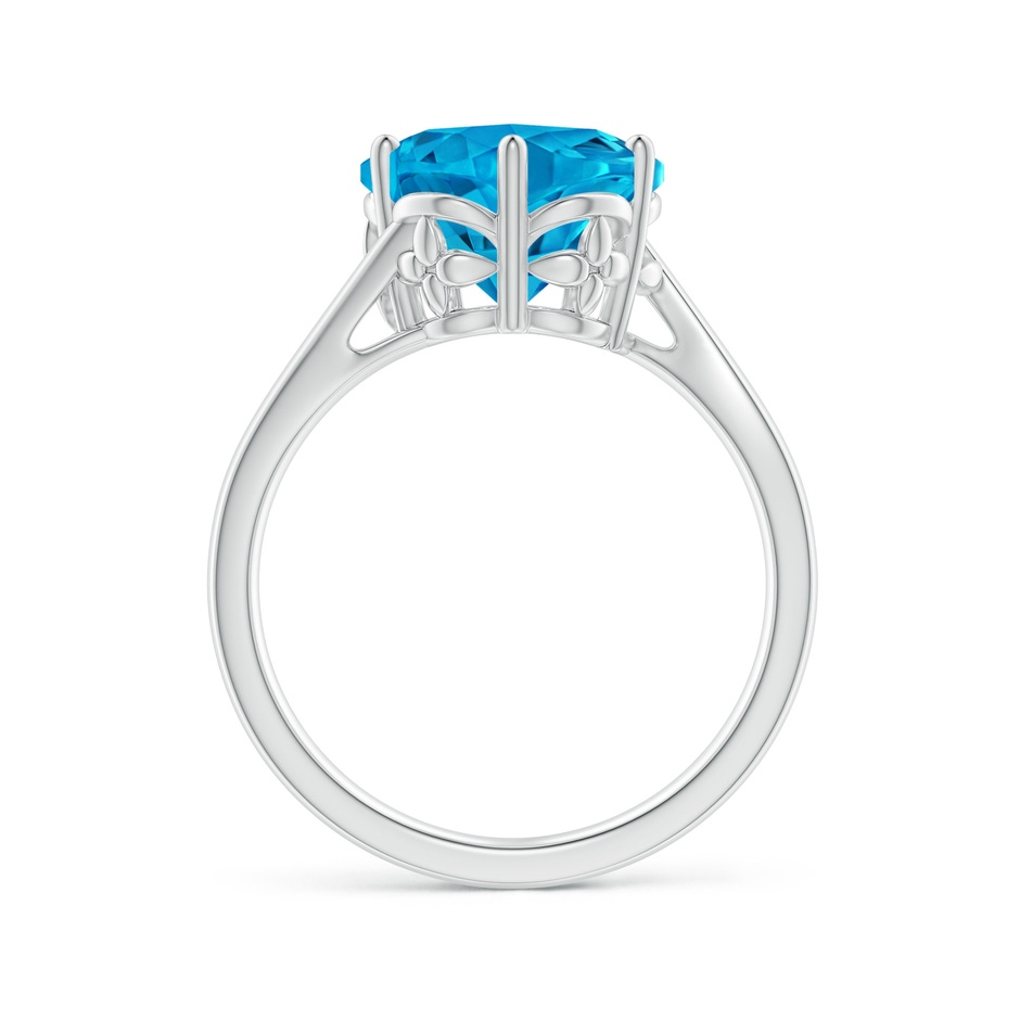 10mm AAAA Solitaire Five-Petal Flower Swiss Blue Topaz Bypass Ring in White Gold side-1