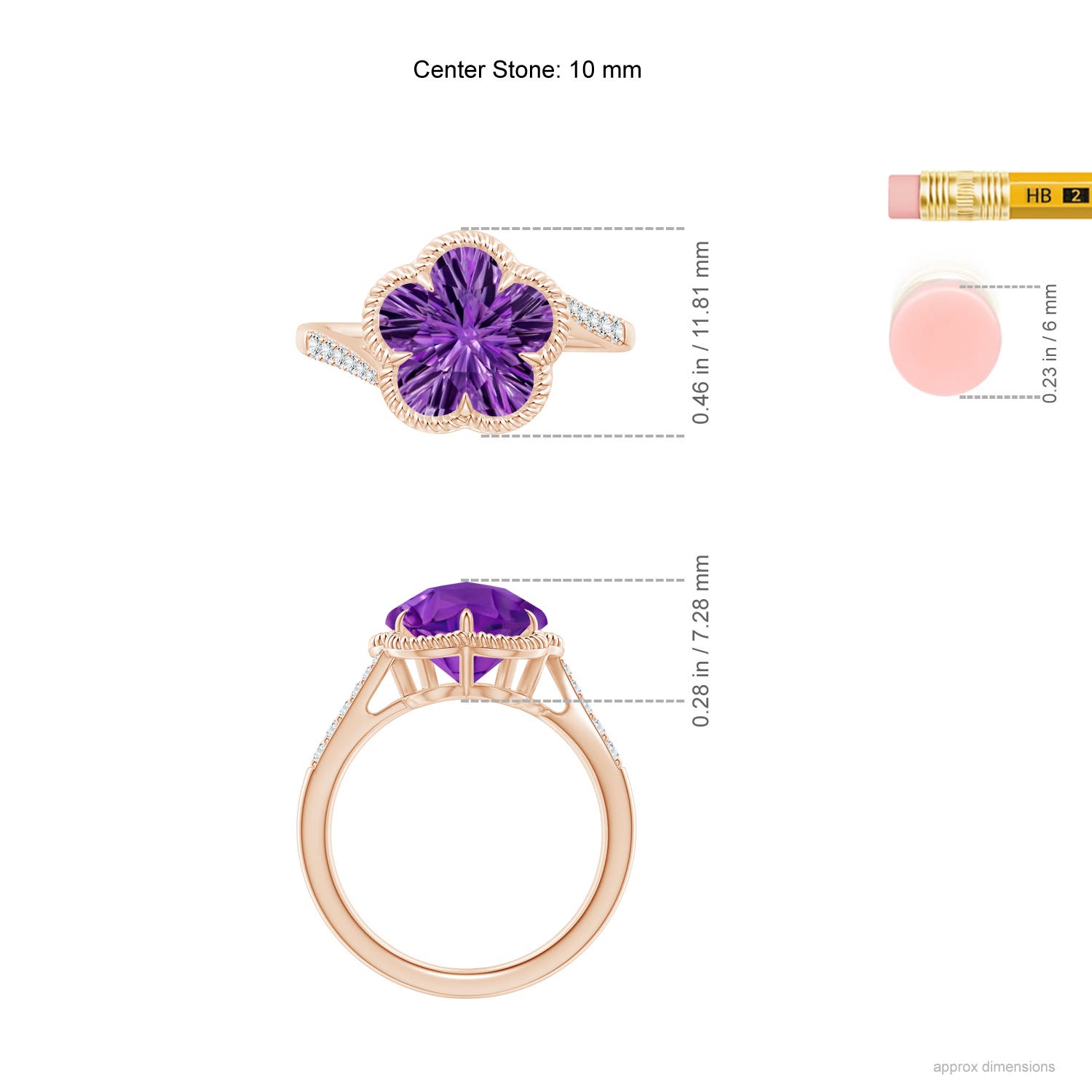 AAAA - Amethyst / 3.81 CT / 14 KT Rose Gold