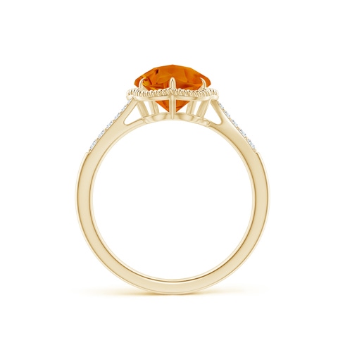 8mm AAAA Five-Petal Flower Citrine Twisted Wire Halo Ring in Yellow Gold - side 2