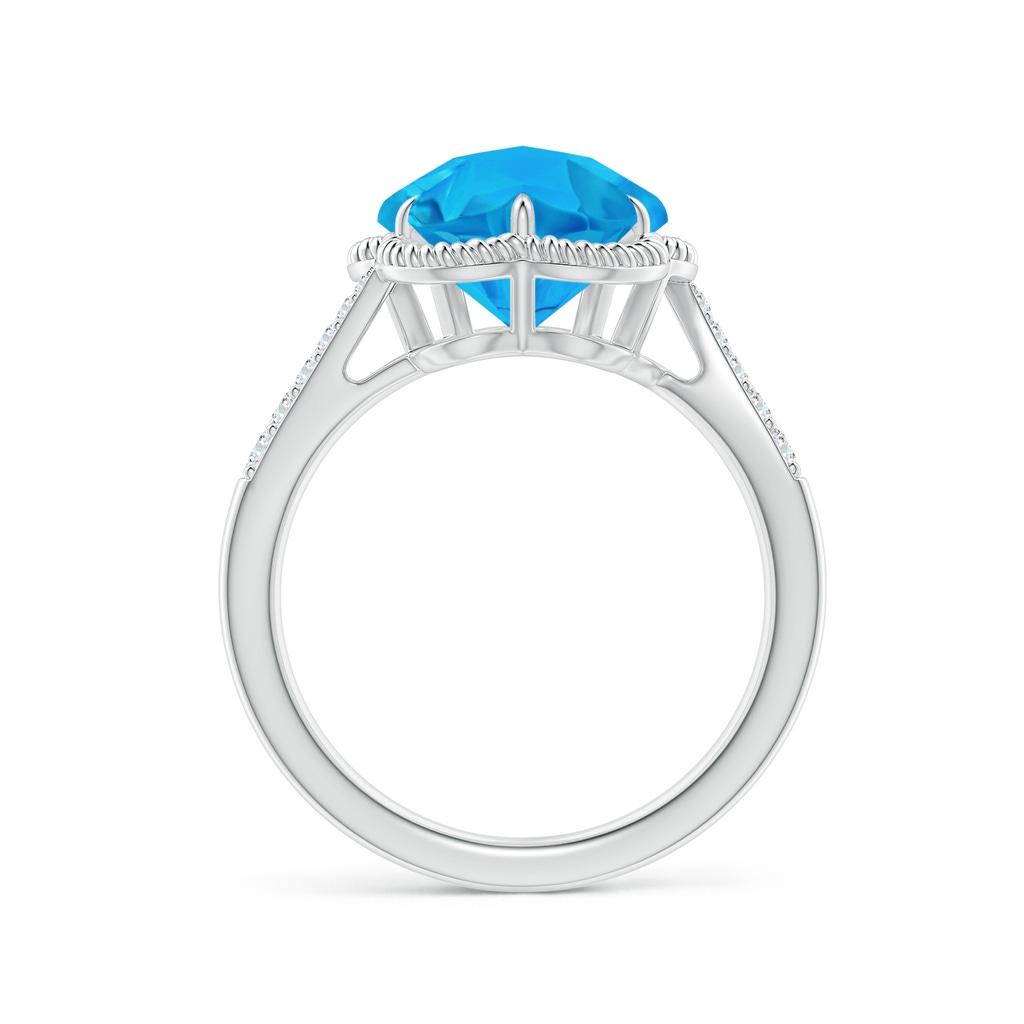 10mm AAAA Five-Petal Flower Swiss Blue Topaz Twisted Wire Halo Ring in White Gold Side-1
